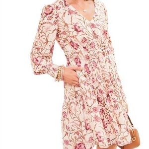 Spartina 449 Pink and Cream Floral Long Sleeve Dress